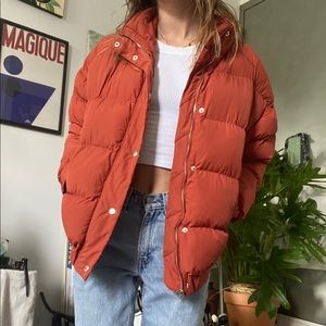 rust puffer vest